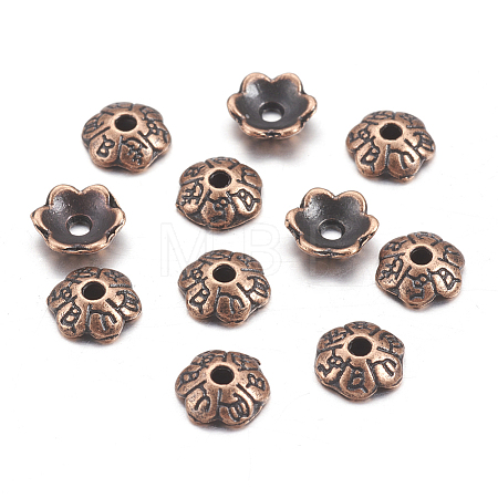 6-Petal Tibetan Style Alloy Flower Bead Caps LS-TIBE-S220-R-NR-1