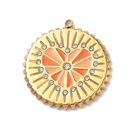 304 Stainless Steel Rhinestone Pendants STAS-P453-16G-03-1