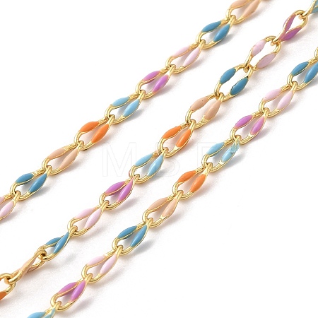 Brass Enamel Curb Chains CHC-C003-13G-12-1