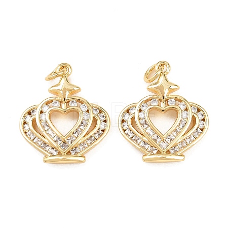 Brass Micro Pave Cubic Zirconia Pendants KK-C162-101G-1