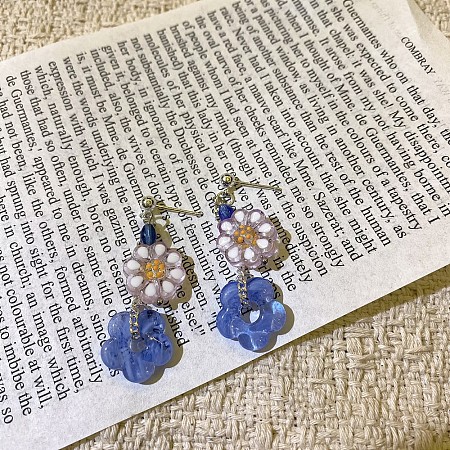 Alloy Lampwork Stud Dangle Earrings WG3F254-03-1