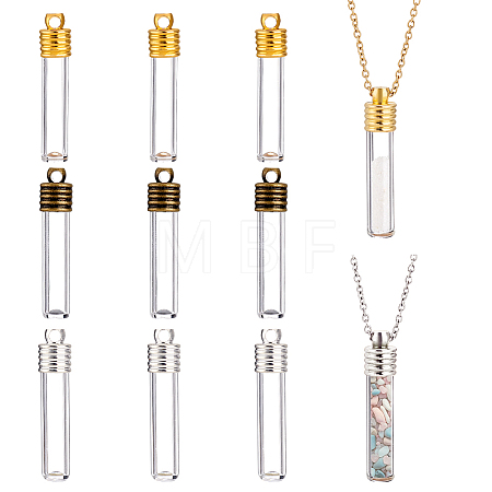 9Sets 3 Colors Clear Glass Long Bottle Pendants FIND-GA0004-62-1