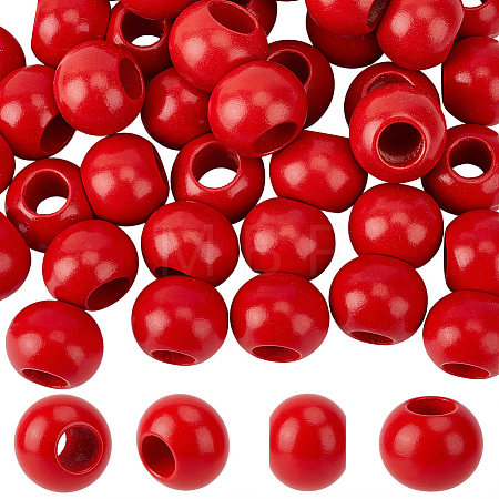50Pcs Spray Painted Wood European Beads WOOD-PA0001-82-1