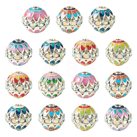 15Pcs Brass Enamel Beads KK-TA0009-20P-1