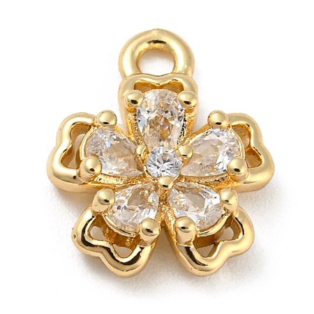 Brass with Clear Cubic Zirconia Charms X-KK-G478-02D-KCG-1