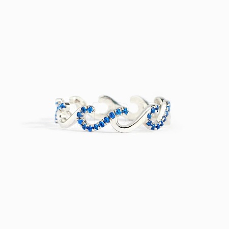 Wave Shaped 925 Sterling Silver Micro Pave Cubic Zirconia Finger Rings FS-WGA19D0-01-1