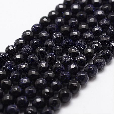 Synthetic Blue Goldstone Beads Strands G-D840-14-4mm-1
