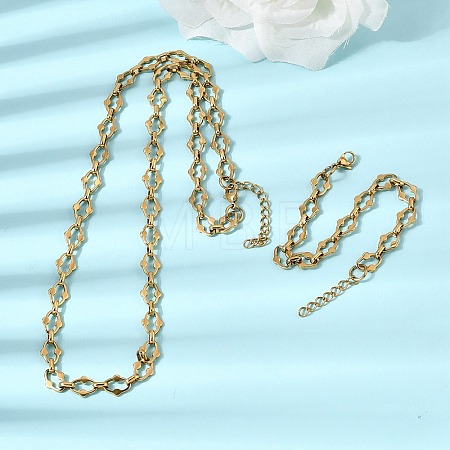 304 Stainless Steel Link Chain Bracelet & Necklace Jewelry Sets SJEW-L199-20G-1