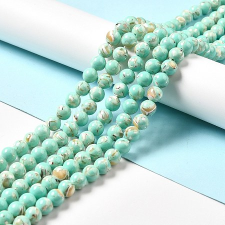 Synthetic Turquoise and Sea Shell Assembled Beads Strands G-D482-01B-08-1