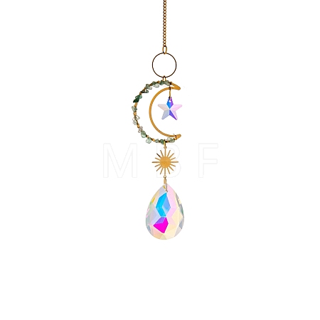 Glass Teardrop/Star Prisms Suncatchers Hanging Ornaments G-PW0004-72C-1