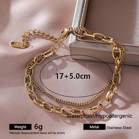 Vintage Style 304 Stainless Steel Cable Chain Twisted Chain 2-Strand Necklaces for Women EW9990-3-1