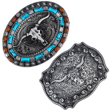 2Pcs 2 Colors Zinc Alloy & Wood Beads Buckles AJEW-GF0015-53-1