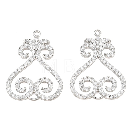 Brass Micro Pave Clear Cubic Zirconia Connector Charms CU-CBA7BFE-03C-P-1