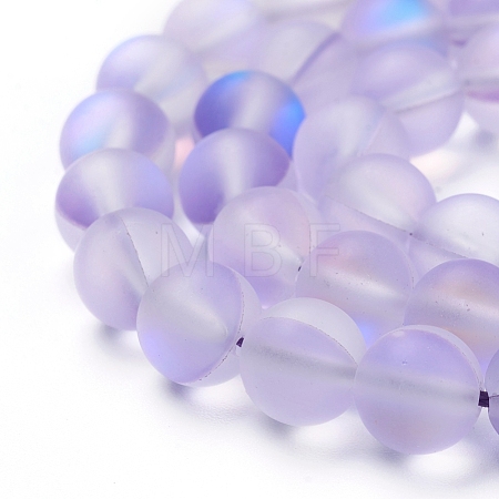 Synthetic Moonstone Beads Strands G-R375-8mm-A19-1