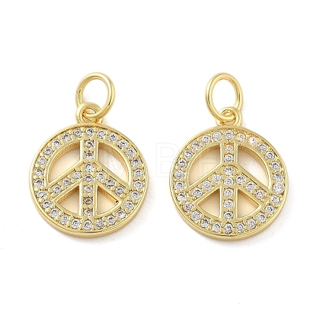 Brass Micro Pave Cubic Zirconia Charms KK-C092-04G-1