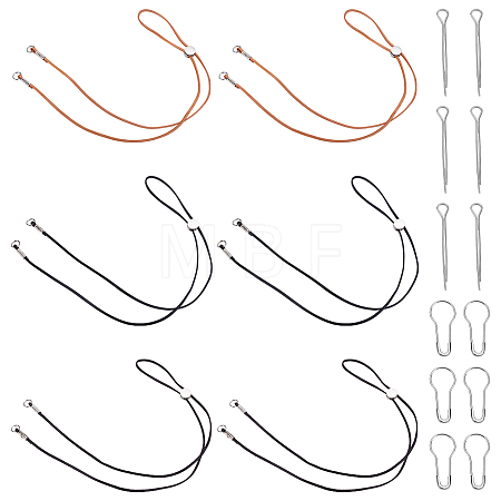 6Pcs 3 Styles Flat Leather Cord Hat Chains HJEW-UN00128-1