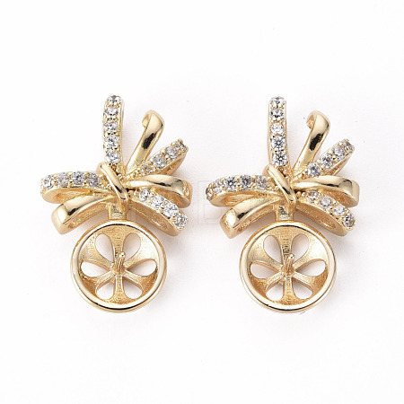 Brass Micro Pave Clear Cubic Zirconia Peg Bails Pendants KK-Q765-028-NF-1