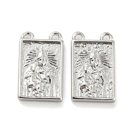 Rack Plating Brass Rectangle Charms with 2 Loops KK-Q804-28P-1