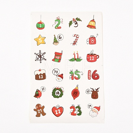Christmas Theme Round Paper Gift Tag Self-Adhesive Stickers DIY-K032-82I-1