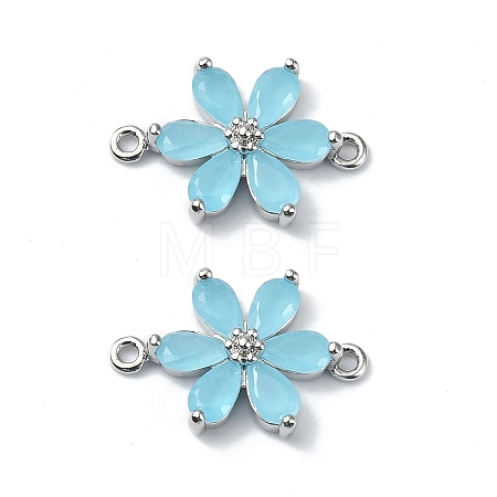 Brass Pave Cubic Zirconia Connector Charms KK-B072-01P-06-1
