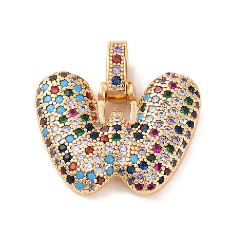 Brass Micro Pave Cubic Zirconia Pendants KK-C076-29W-G02-1