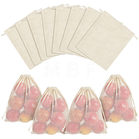 Cotton Mesh Drawstring Bags ABAG-WH0063-133B-1