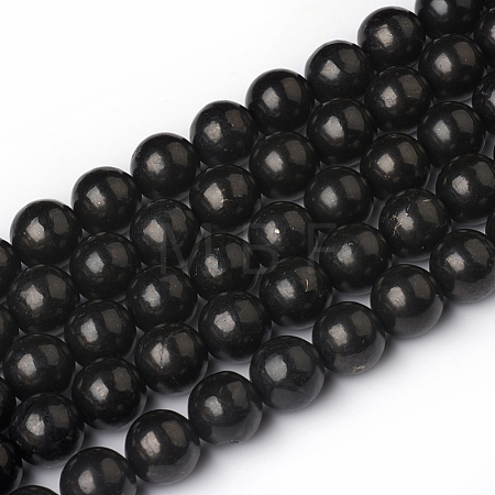 Natural Shungite Beads Strands G-I271-C03-10mm-1