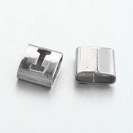 Tarnish Resistant Letter Style 201 Stainless Steel Square Slide Charms STAS-L132-03-1