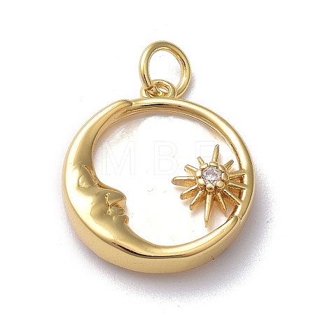 Brass Micro Pave Clear Cubic Zirconia Pendants ZIRC-L091-084G-1
