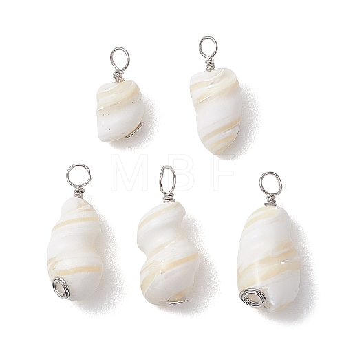 Natural Conch Shell Pendants PALLOY-JF02808-01-1