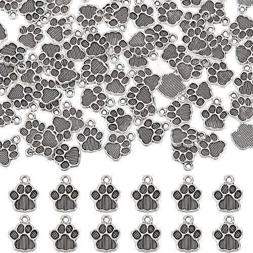 100Pcs Dog Paw Prints Tibetan Style Alloy Pendant Enamel Settings FIND-SC0004-30-1