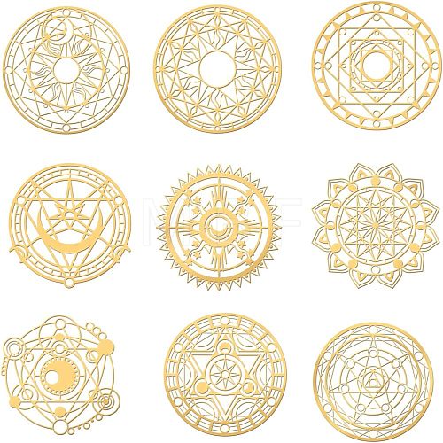 Olycraft 9Pcs 9 Styles Nickel Self-adhesive Picture Stickers DIY-OC0004-30-1