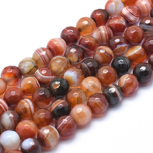 Natural Striped Agate/Banded Agate Beads G-J371-07-8mm-1