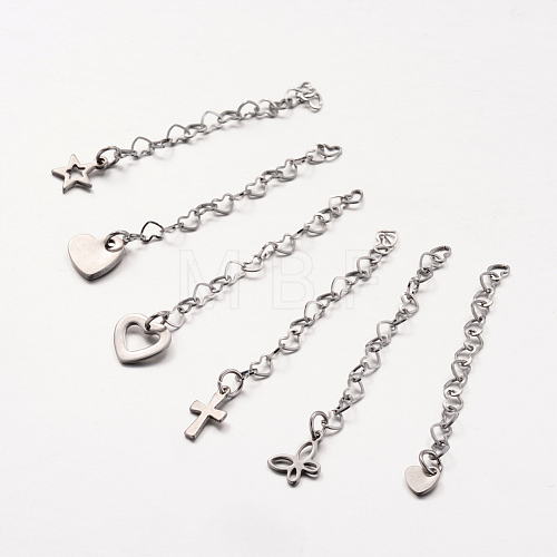 304 Stainless Steel Heart Link Chain Extender X-FIND-JF00074-1