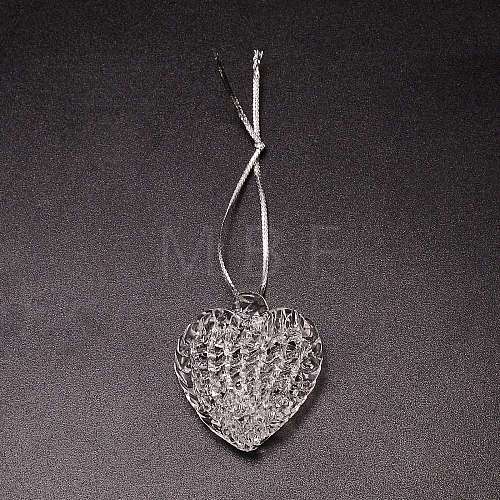 Brushed Style Heart Glass Pendant GLAA-WH0031-07B-1