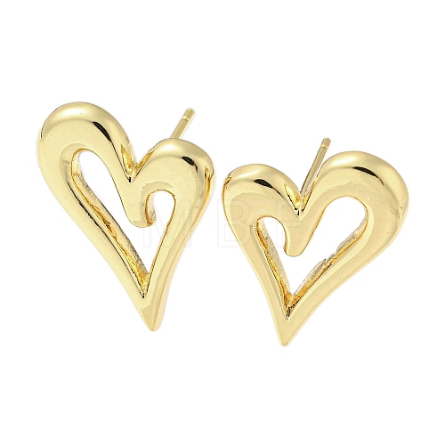 Hollow Heart Rack Plating Brass Stud Earrings EJEW-F331-26G-1