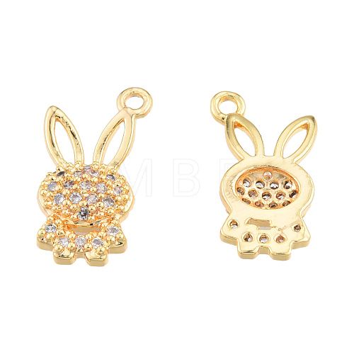 Brass Micro Pave Clear Cubic Zirconia Charms KK-N231-379-1