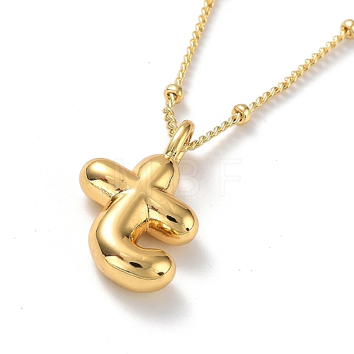 Initial Letter Brass Pendant Necklaces NJEW-A015-21G-T-1