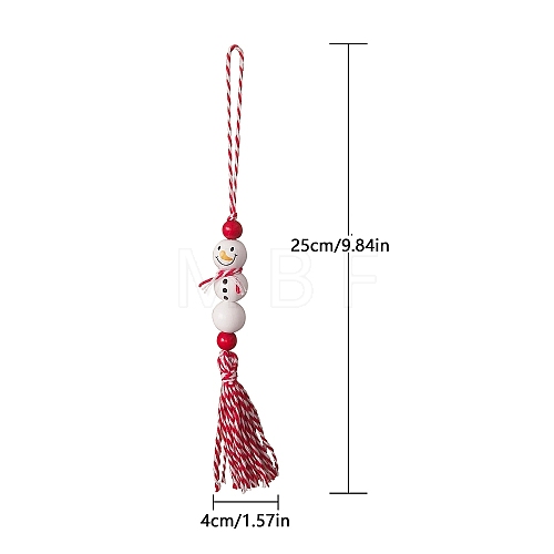 Wood Christmas Snowman Tassels Pendant Decorations PW-WG834F4-01-1