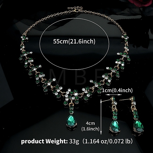 Alloy & Rhinestone Studs Earrings & Necklaces Set PW-WG1364A-10-1