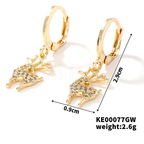 Elegant Vintage Copper Hoop Earrings with Geometric Zircon Stones IN0853-5-1