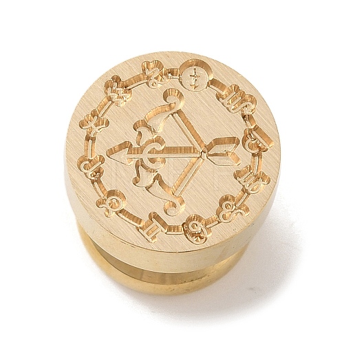 Golden Plated Round Shaped Wax Seal Brass Stamp Head STAM-K002-01G-11-1