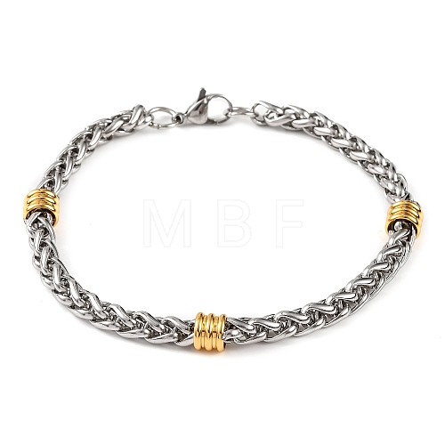 304 Stainless Steel Wheat Chain Bracelets for Women BJEW-G711-13GP-1