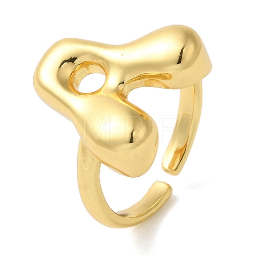 Initials Brass Open Cuff Ring for Women RJEW-N046-02A-G-1