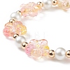 5Pcs 5 Color Glass Plum Blossom & Imitation Pearl Beaded Stretch Bracelets Set BJEW-JB08943-5