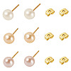 6Pcs 3 Colors Natural Cultured Freshwater Pearl Stud Earrings EJEW-TAC00025-2