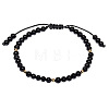 Natural Round Black Agate Braided Bead Bracelets XS5464-6-1