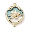 Brass Enamel Oval with Flower Connector Charms KK-M308-06G-02-1