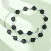 Dyed Natural Lava Rock & Round Synthetic Turquoise & Imitation Pearl Beaded Necklaces GG-CBA922D-07B-1