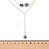 Natural Paua Shell Geometric Y Pendant Brass Double Layered Necklaces NJEW-JN06532-5